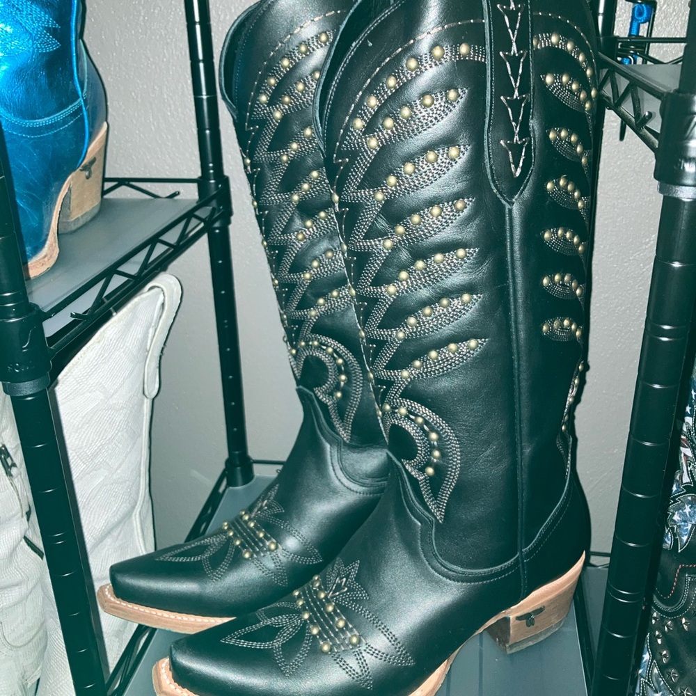 Lane squash blossom studded boots